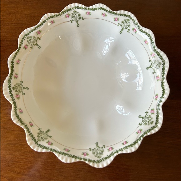 Vintage Royal Rudolstadt Prussia Serving Bowl Green and Pink, Scallop Edge, coll - Picture 13 of 13